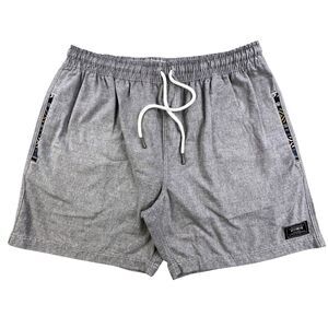 WOWIE Shorts Men XL Gray Drawstring Elastic Waist Pockets Aztec Trim 6” Inseam